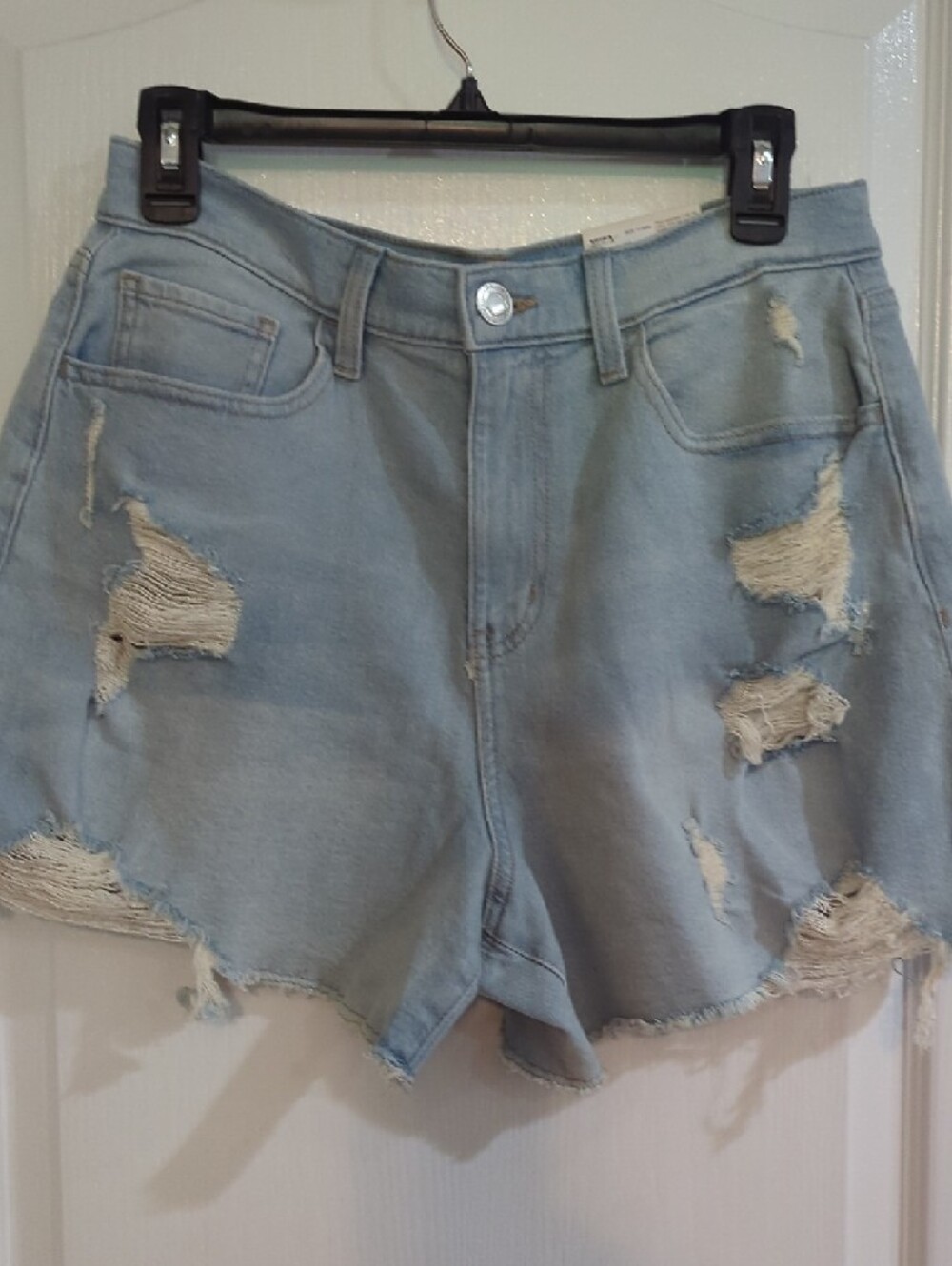Light Blue Distressed Women's Jean Shorts